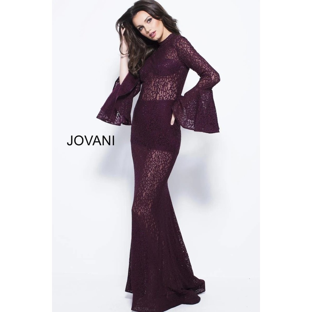 Jovani 58375 Burgundy Prom Lace Maxi Dress Size 2 Mermaid Evening Gown Fairy